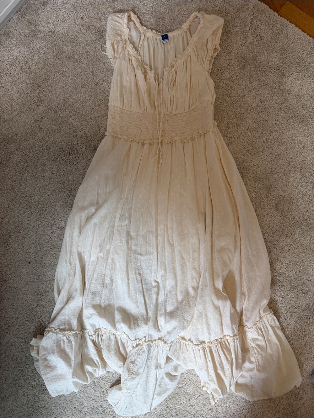 Old Navy Cream Maxi Dress with Ruffle Details